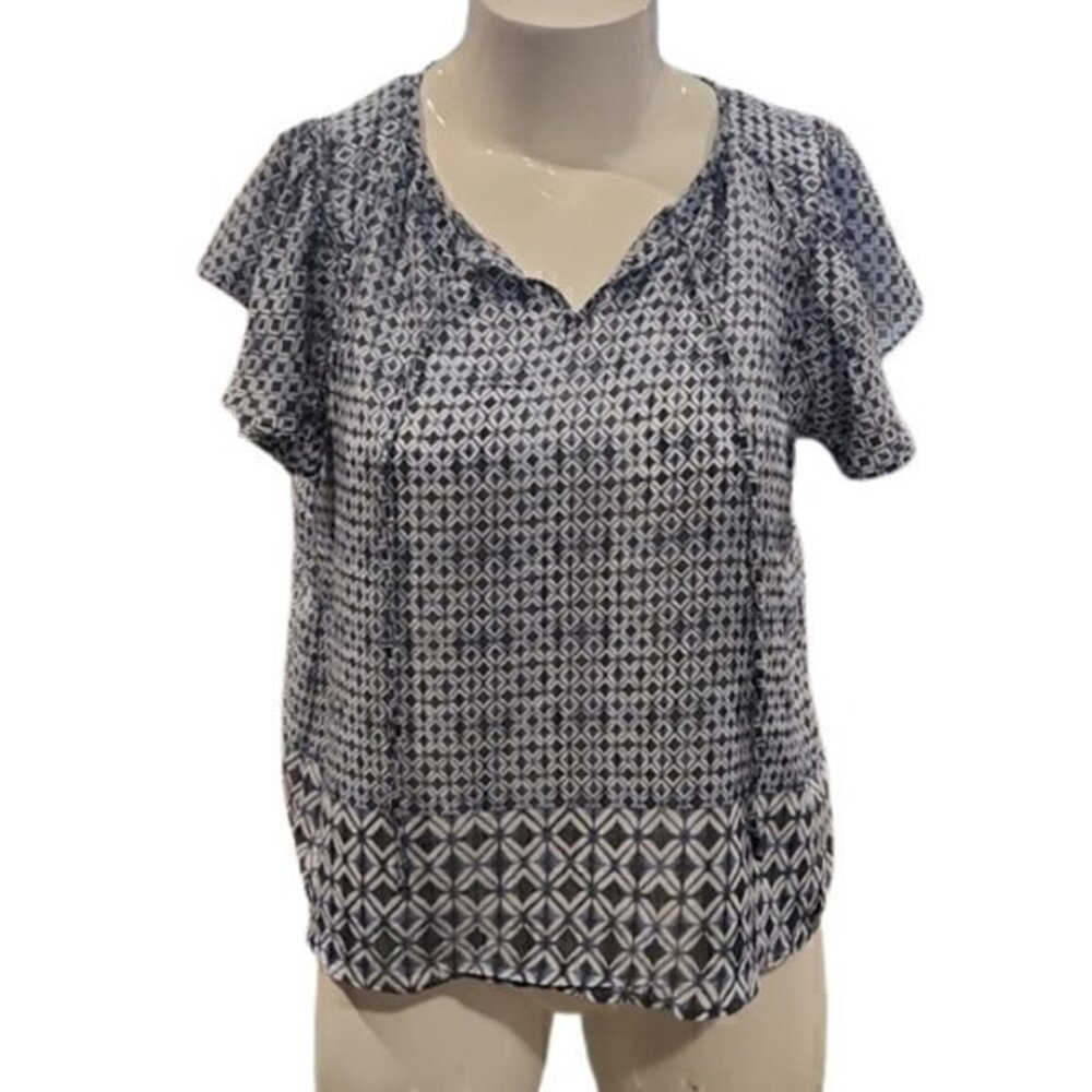 [Zac & Rachel] Tie Neck Puff Sleeve Blouse - Size XL